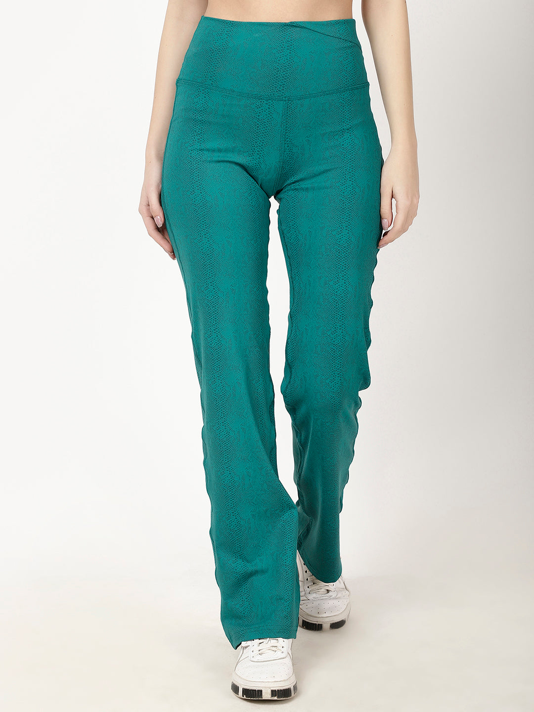 Green Print Flow Straight Pants
