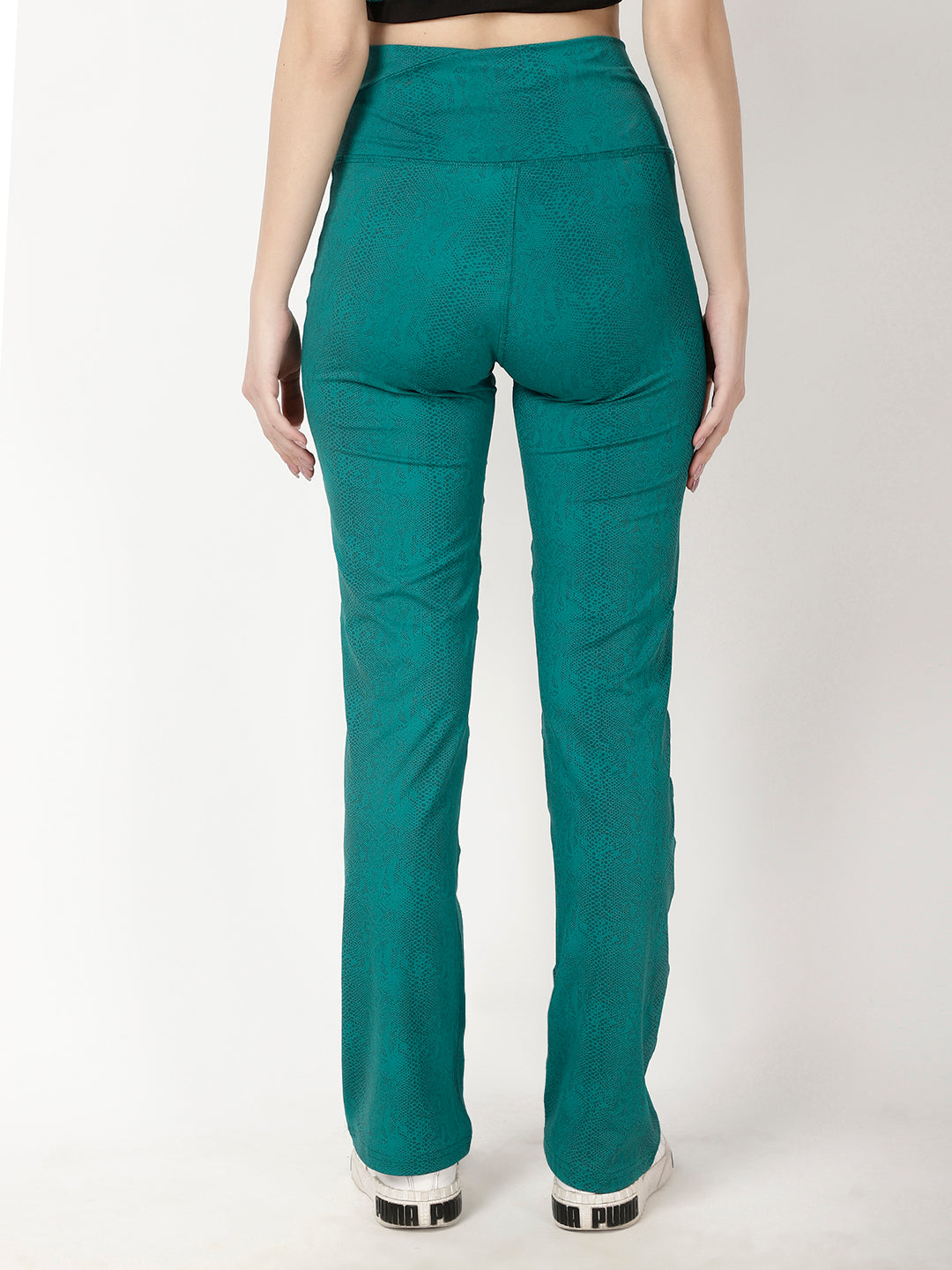 Green Print Flow Straight Pants