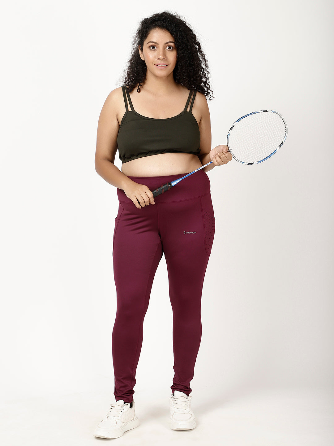 Wine Laser Cut Pace Leggings