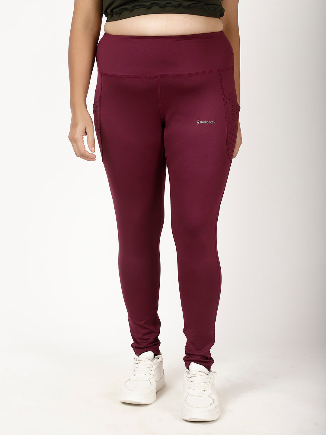 Wine Laser Cut Pace Leggings