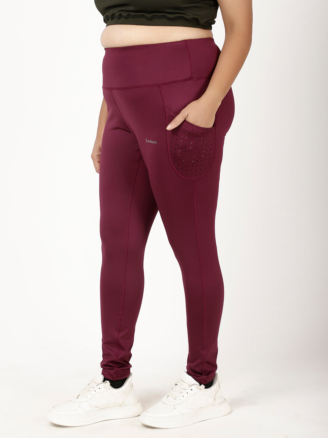 Wine Laser Cut Pace Leggings