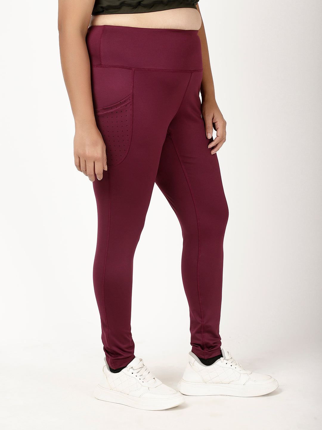 Wine Laser Cut Pace Leggings