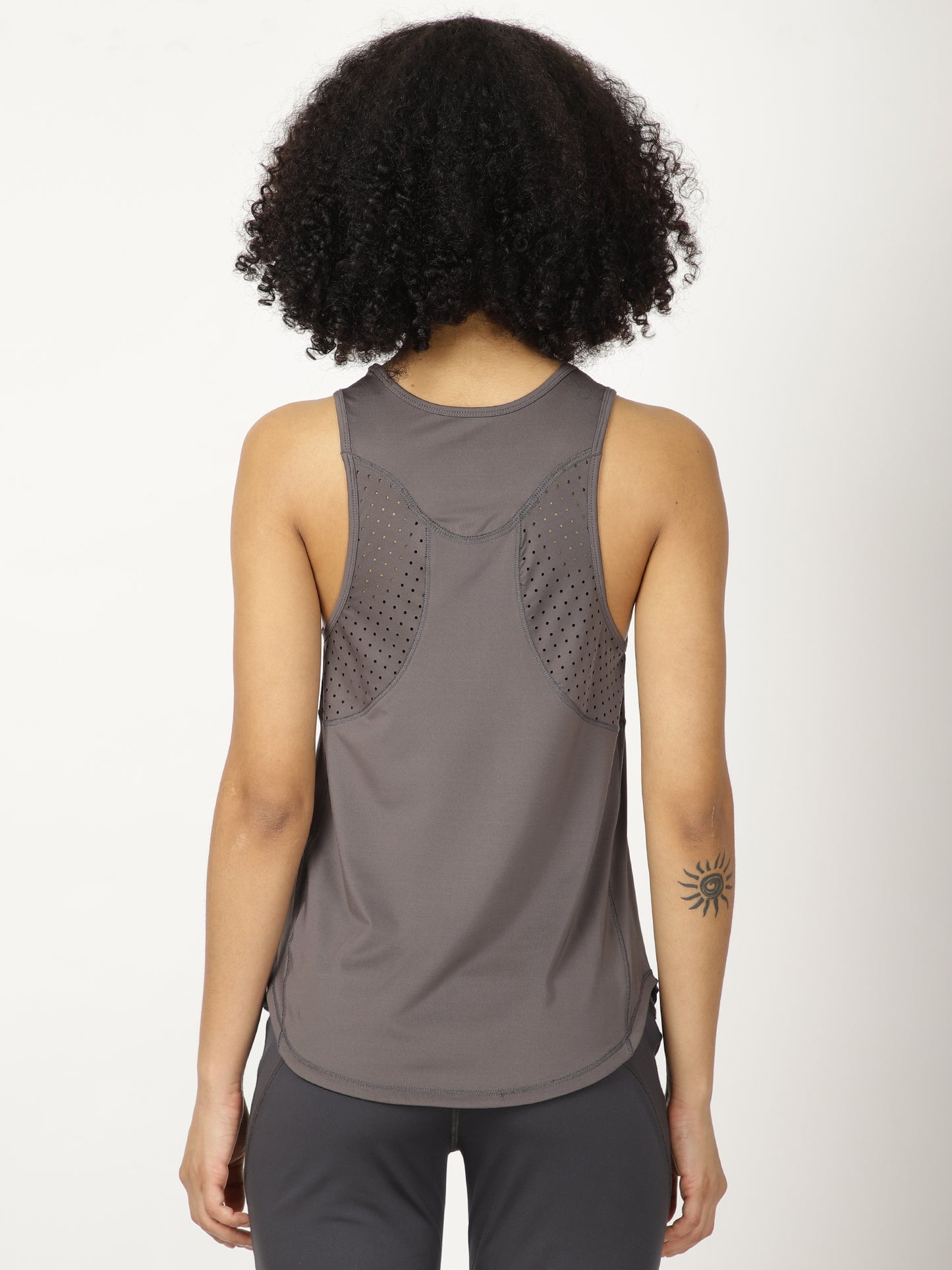 GREY LASER-CUT RACERBACK TEE