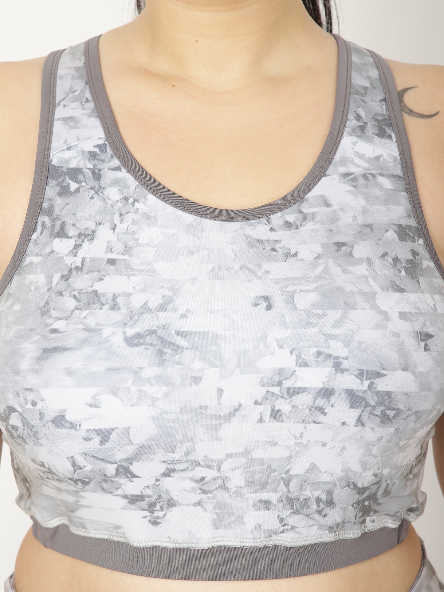 Grey Print Sports Bra