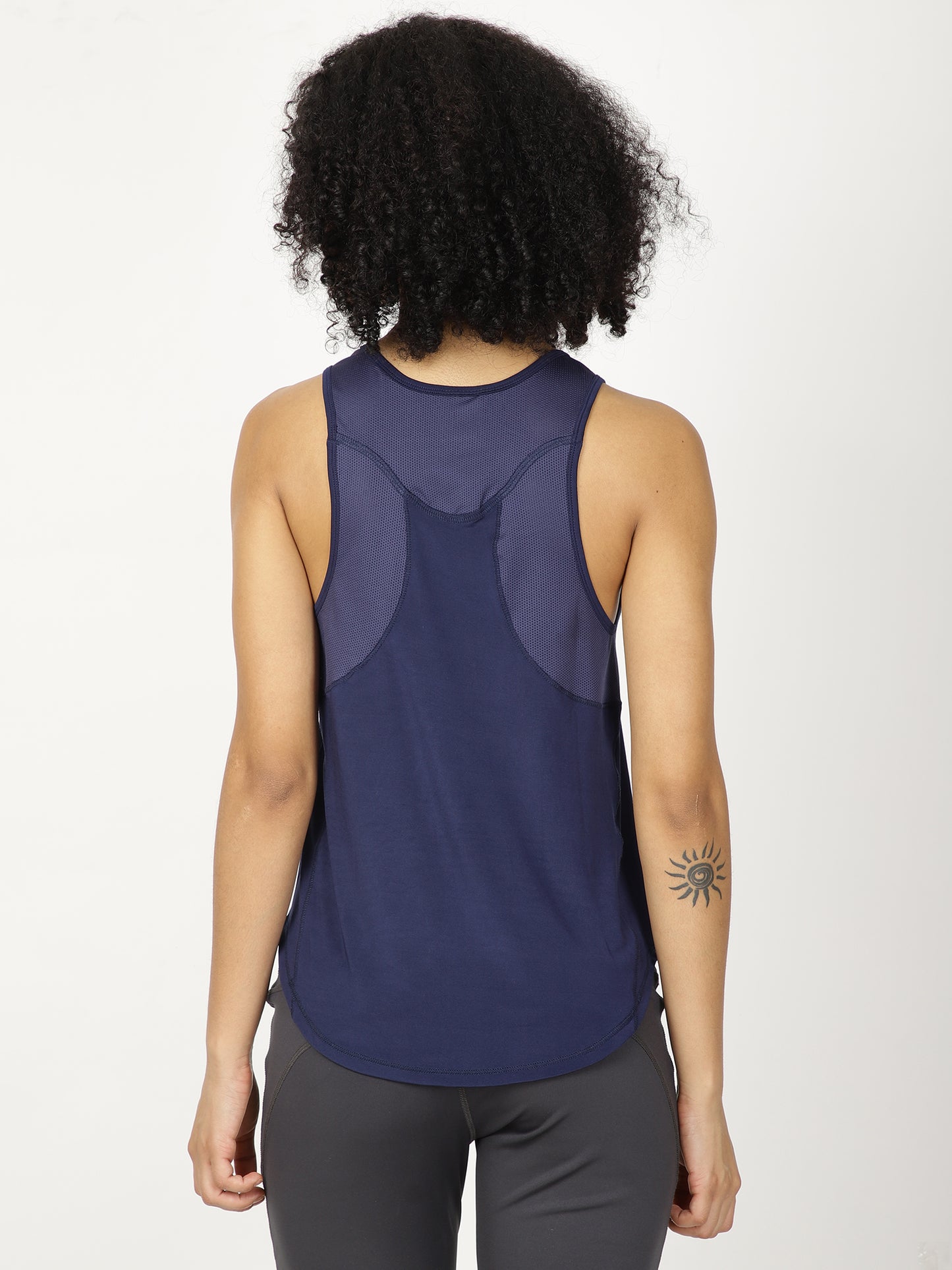 NAVY MESH RACERBACK TEE