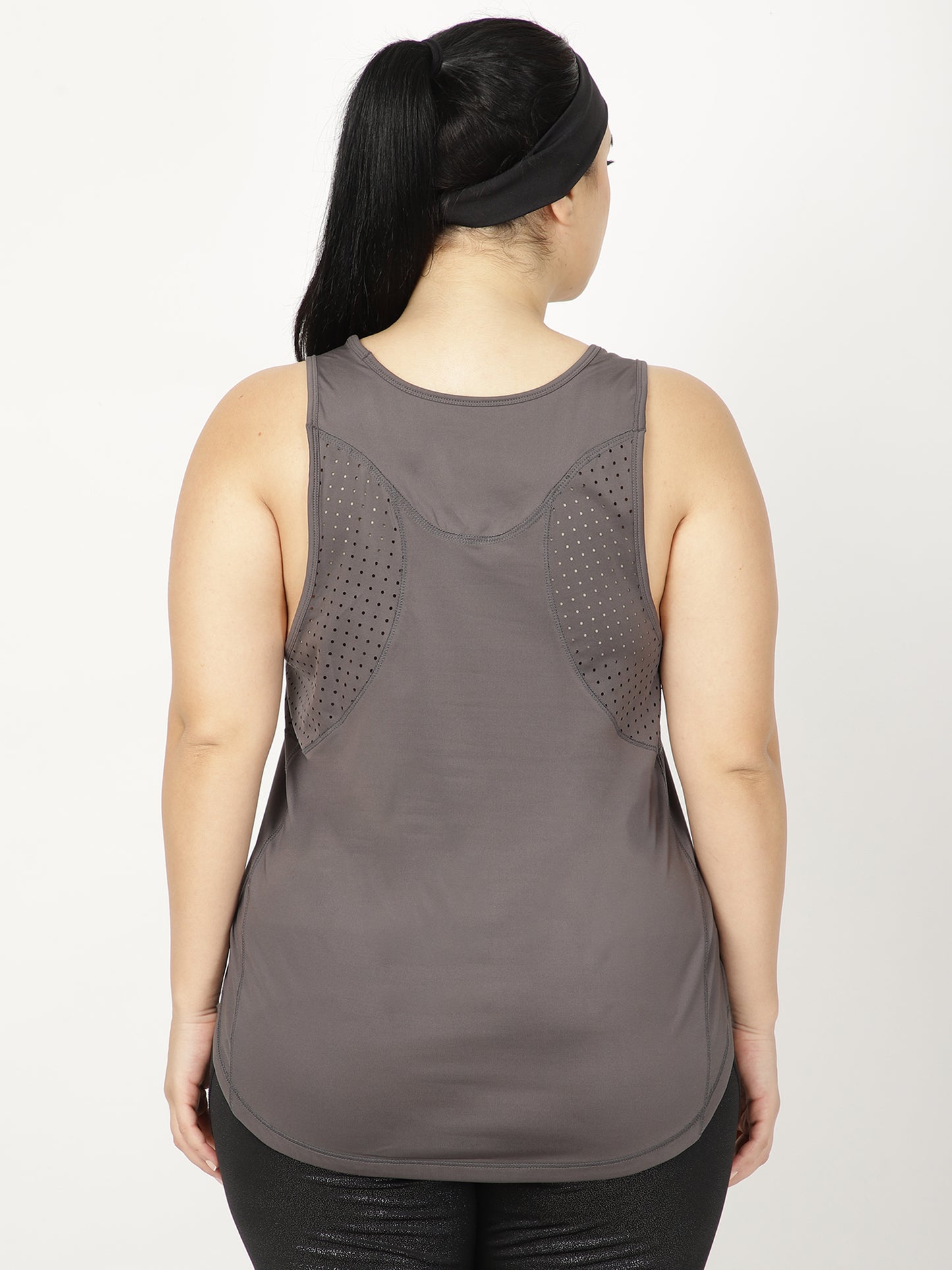 Grey Laser-Cut Racerback Tee