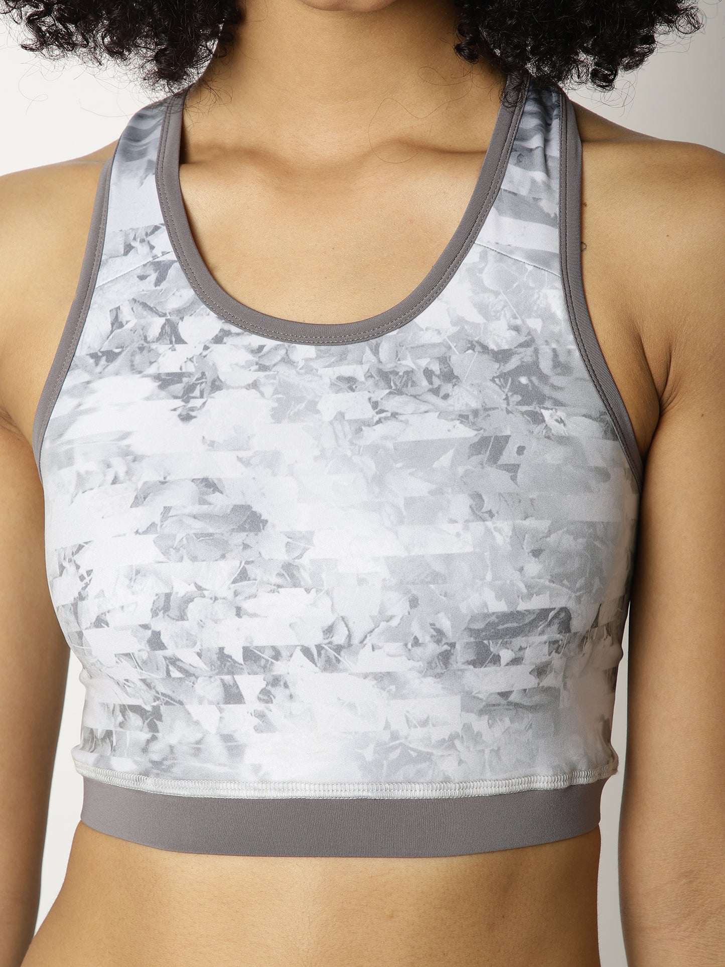 Grey Print Sports Bra