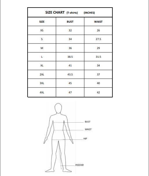 T-shirts Size Chart