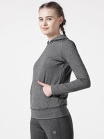 Grey Melange Sassy Full Sleeves Hoodie