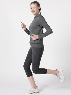 Grey Melange Sassy Full Sleeves Hoodie
