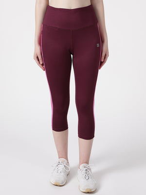 Maroon Pink Mesh Summer Breeze Capri