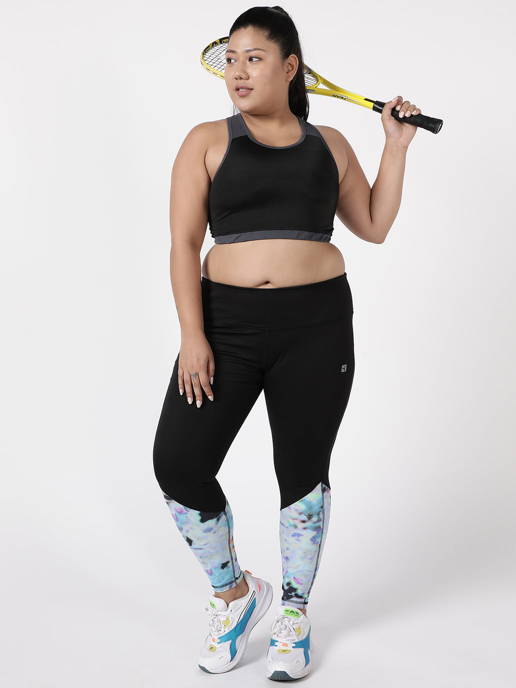 Black Abstract Style Diva Leggings