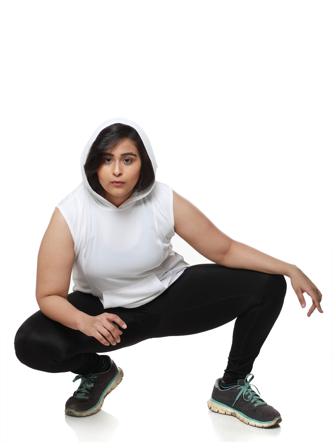 White Sassy Sleeveless Hoodie