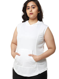 White Sassy Sleeveless Hoodie