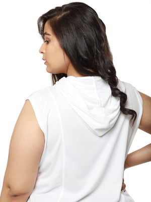 White Sassy Sleeveless Hoodie