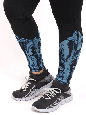Black Marbling Style Diva Leggings