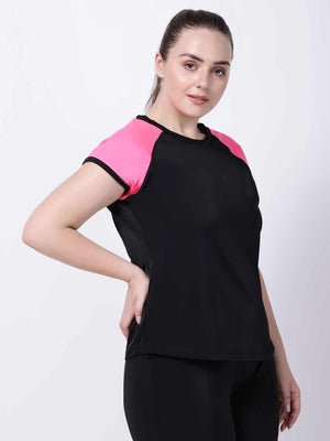 Black-Neopink Feel Free Tee