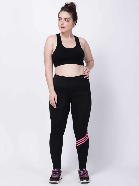 Black Pink Striped Ace Leggings