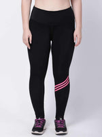 Black Pink Striped Ace Leggings