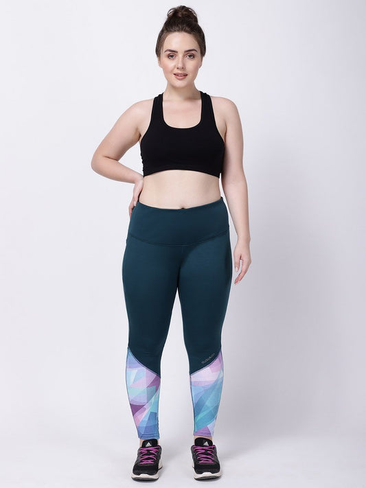 Bottle Green Turquoise Print Style Diva Leggings
