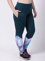 Bottle Green Turquoise Print Style Diva Leggings
