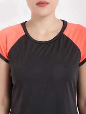Charcoal Neon Orange Feel Free Tee