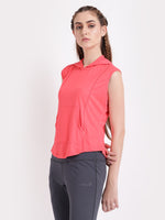 Coral Sassy Sleeveless Hoodie