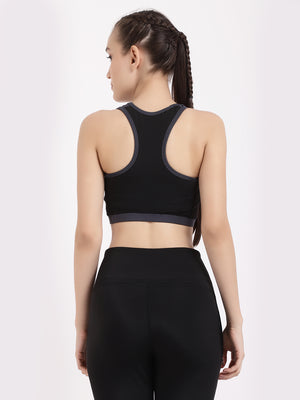 Grey Black Sports Bra