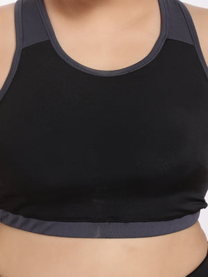 Grey Black Sports Bra