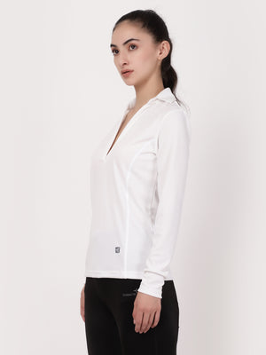 White Jazzy Full Sleeves Tee