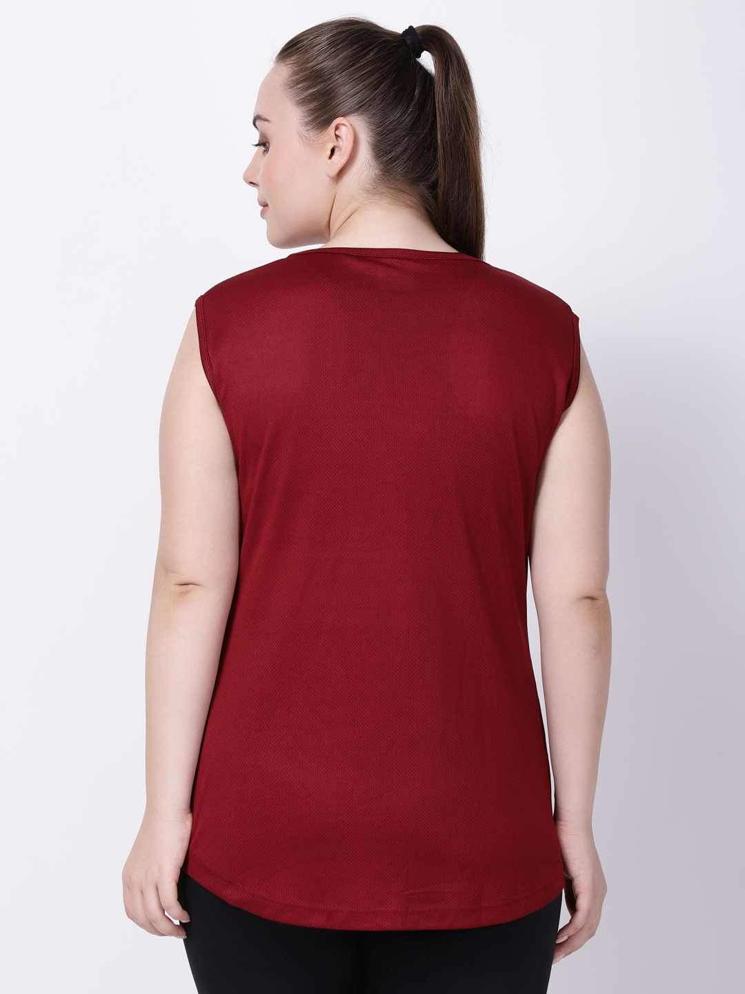 Maroon-Pink Sleeveless Style Diva Tunic