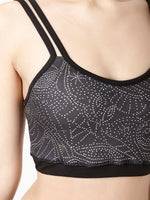 Black Polka Dot Strappy Crop Bra