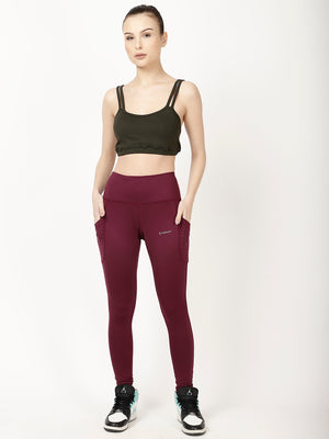 Wine Laser Cut Pace Leggings