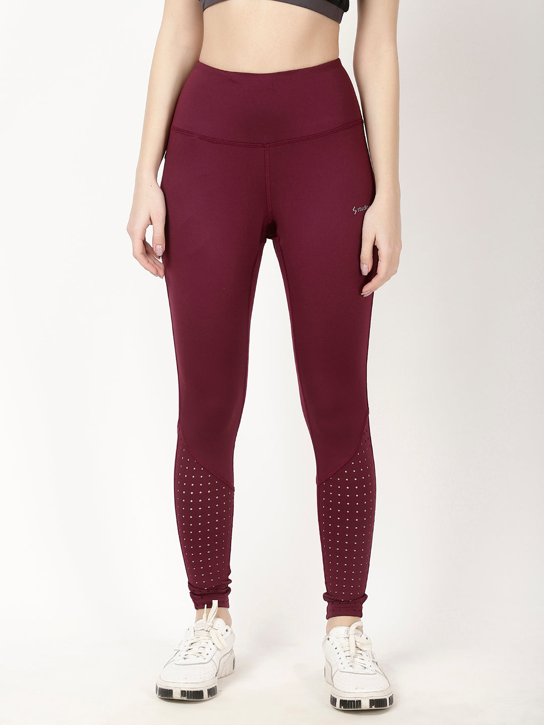 Wine Laser Cut Style Diva Leggings