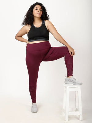Wine Laser Cut Style Diva Leggings