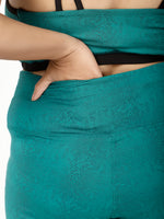 Green Print Flow Straight Pants