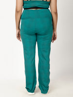 Green Print Flow Straight Pants