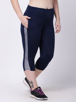 Navy Printed Band Summer Breeze Capri