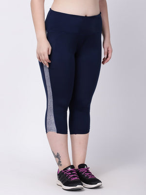 Navy Printed Band Summer Breeze Capri
