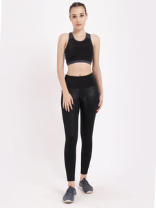 Black Shimmer Stunner Bolt Leggings