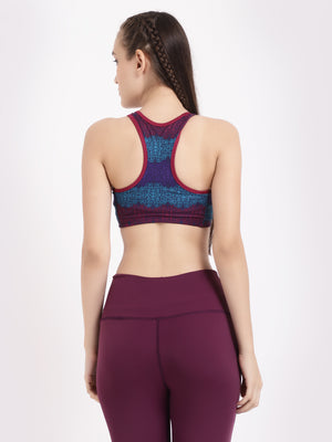 Wine Blue Print Sports Bra