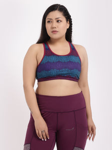 Wine Blue Print Sports Bra