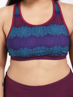 Wine Blue Print Sports Bra