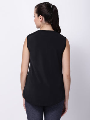 Black-Neogreen Sleeveless Style Diva Tunic