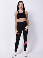 Black Pink Striped Ace Leggings