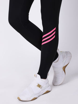 Black Pink Striped Ace Leggings