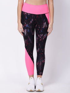 Black Printed NeoPink Road Runner Leggings