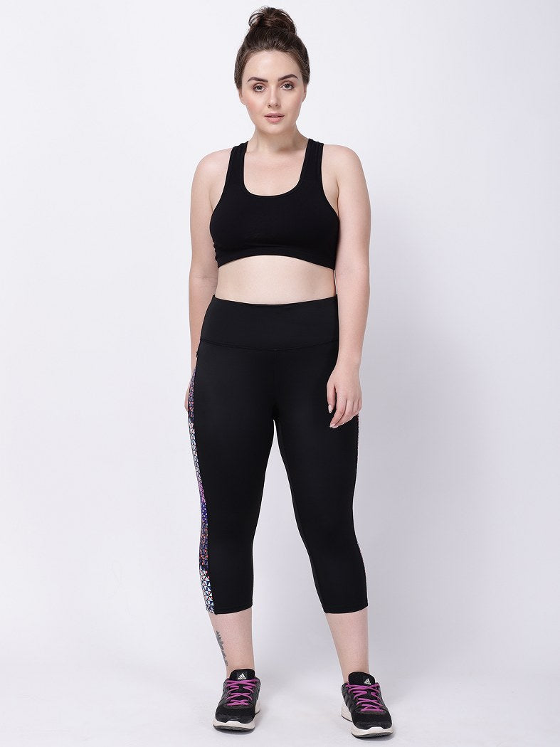 Black Side Print Summer Breeze Capri