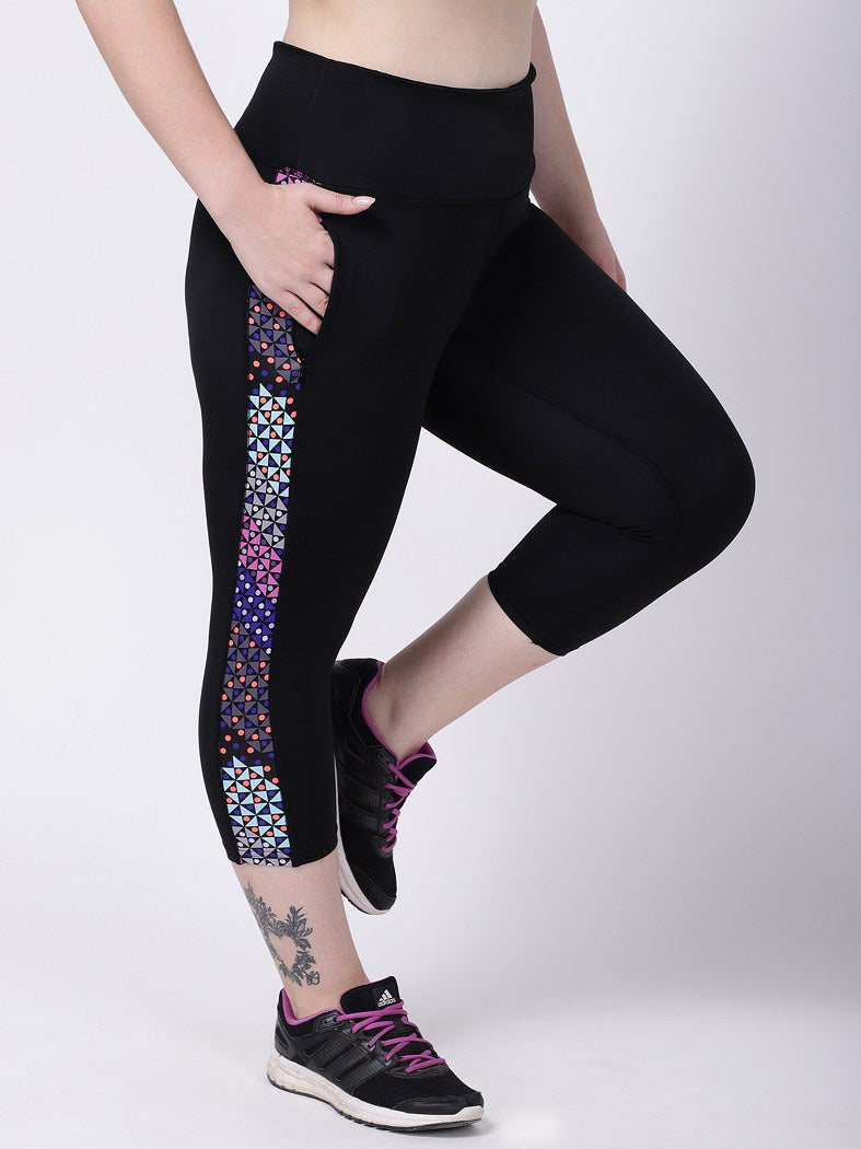 Black Side Print Summer Breeze Capri