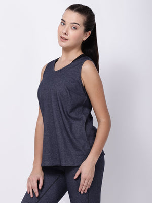Grey Melange Back String Tee